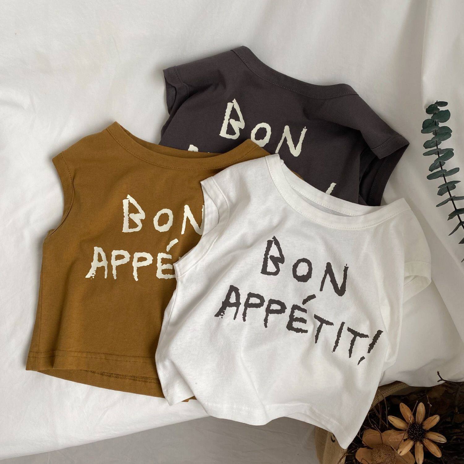 Cross-border 2026 Summer Korean Style Children's Stylish Letter Print Sleeveless T-Shirt Boys and Girls Casual Vest Top