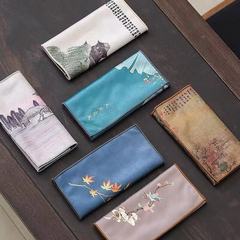 Zen-inspired colored drawing absorbent tea towel, thick tea pot caring cloth, Chinese-style tea table cloth, tea setting table mat, tea set accessories