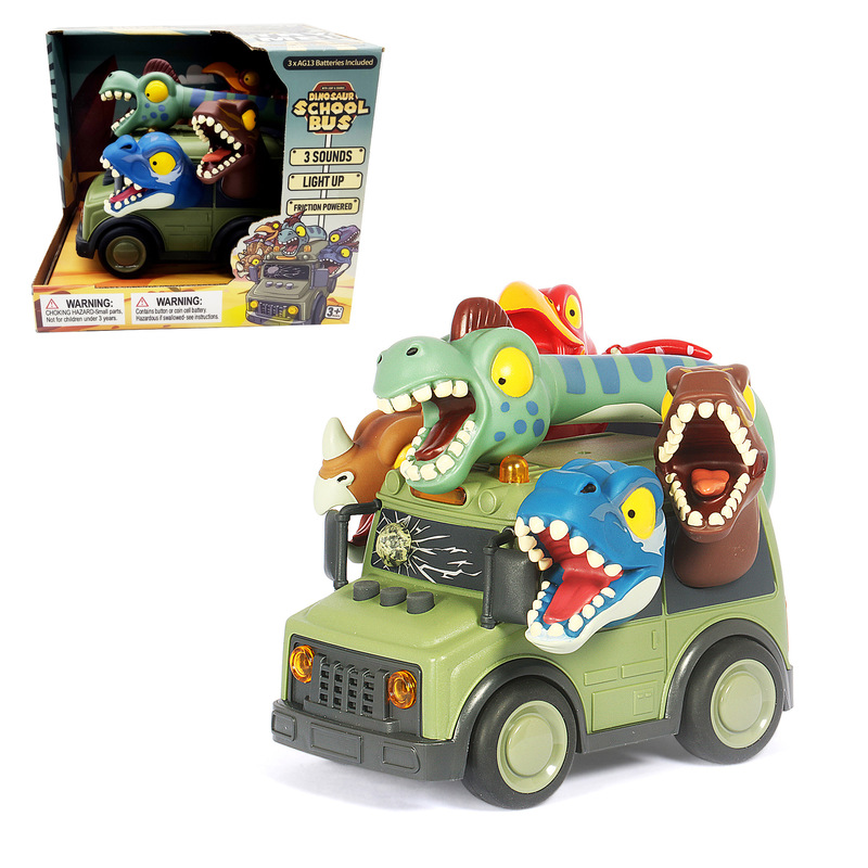 Cross-Border New Products Children's Toys Creative Toy Car Models Dinosaurs Animals Ocean Sound and Light Inertia School Bus