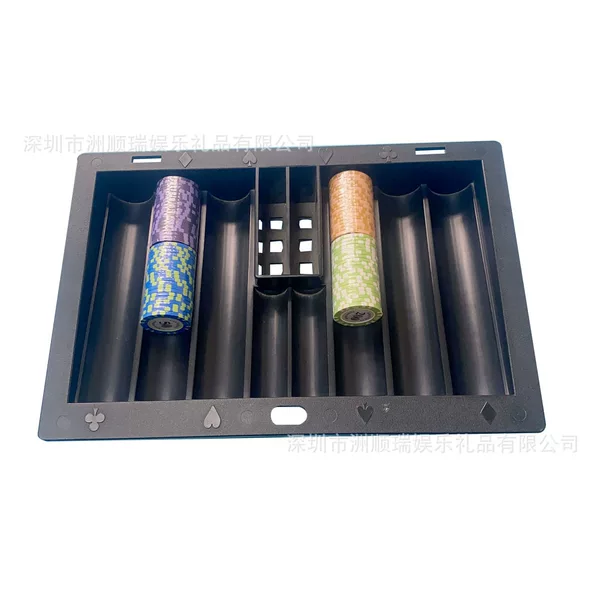 Black plastic chip plate 350 chips chip tray put 2 pairs of Poker Texas poker desktop chip plate