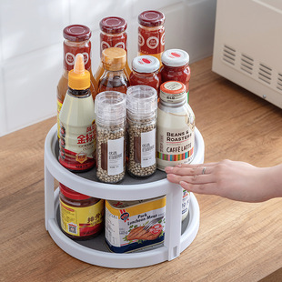 Household kitchen can rotate and seasoning the rack living room to storage box water fruit disk double -layer table table sorting rack