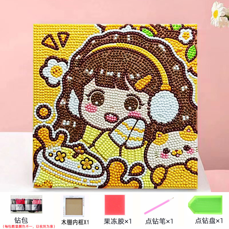 Envío gratis 20 * 20diy pintura de mampostería pintura de diamantes dibujos animados para niños anime pintura decorativa hecha a mano Kuromi con marco