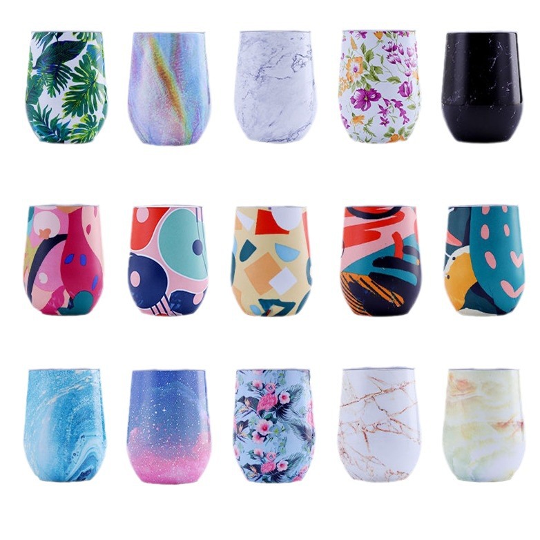 Taza de cáscara de huevo transfronteriza, taza de vino tinto de acero inoxidable de doble capa, taza de agua de gran barriga, taza de huevo al vacío en forma de U, taza termo, taza de cáscara de huevo