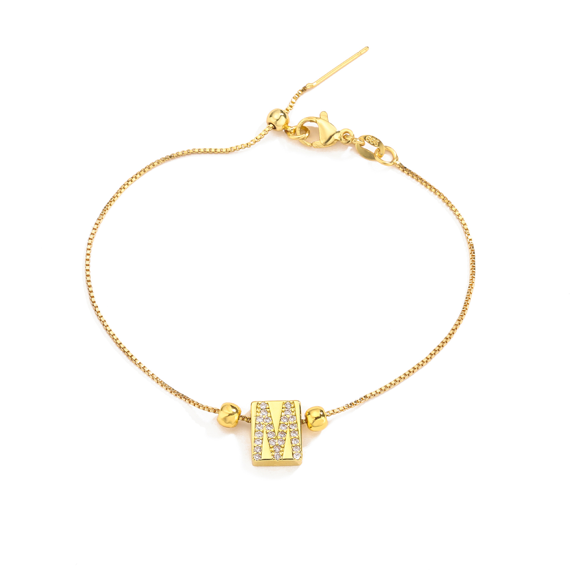 Simple Style Letter Copper Inlay Zircon Bracelets 1 Piece