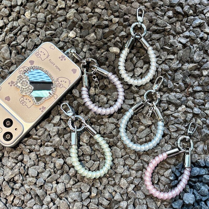 Ins-style jelly color gradient phone cord elastic spring ring keychain versatile portable phone accessory