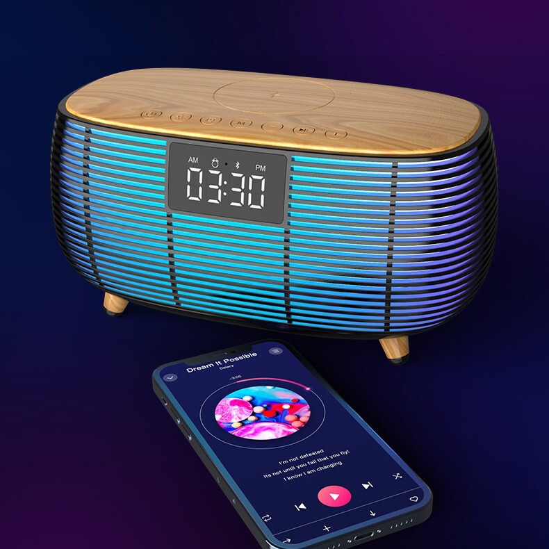 New Cross-Border Multifunctional Karaoke Speaker with Wireless Charging, Clock, Alarm Clock, Desktop Bedside Rgb Ambient Light New Cross-Border Multifunctional Karaoke Speaker with Wireless Charging, Clock, Alarm Clock, Desktop Bedside Rgb Ambient Light