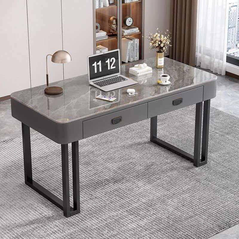 Modern Minimalist Study Desk, Tempered Glass Computer Desk, Home Bedroom Desktop Writing Desk