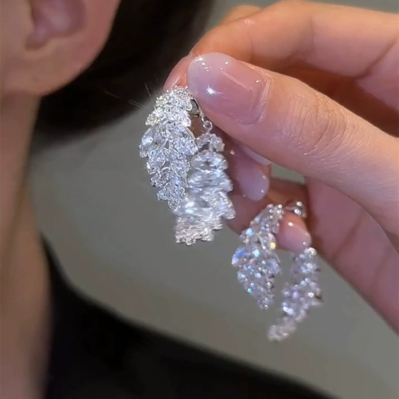 Серьги из циркония на серебре 925 пробы, штифт, стиль легкой роскоши, высокое качество, бренд 曲能