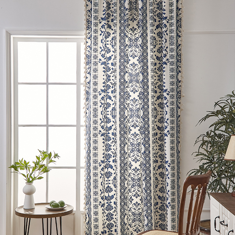 Chinese-style Blue And White Porcelain Curtains For Bedroom_voghion.com