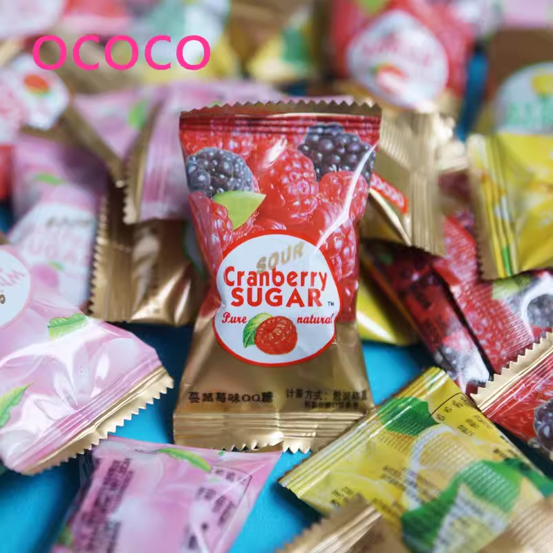 500g亚丽塔 菲律宾OCOCO蔓越莓柠檬白桃橡皮软糖水果葡萄草莓包邮