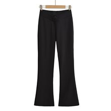 HH2016-25秋季新款  欧美风辣妹性感腰间V字露脐微喇长裤女休闲裤