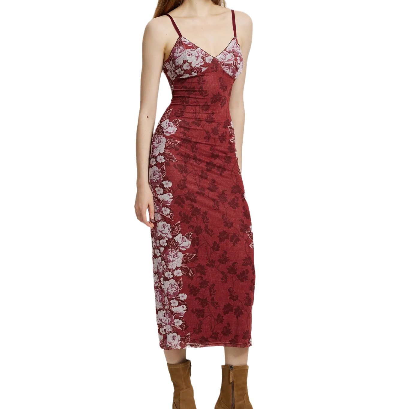 2026 Summer New Women's Clothing European And American Retro Printing High-end Suspender Dress Evening Dress_ecoleips.com