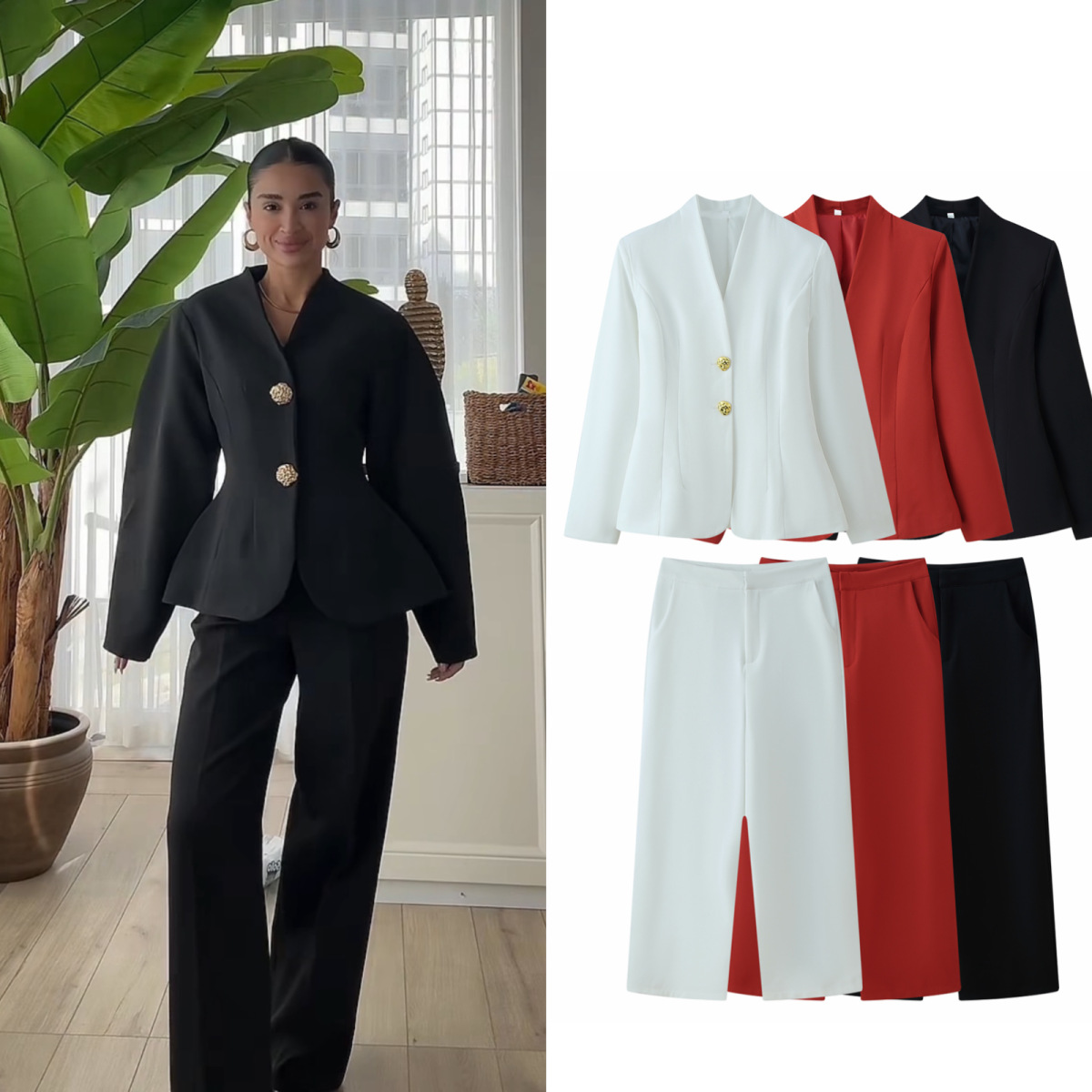 Qadın üçün ziyalı blazer, iş və gündəlik üçün