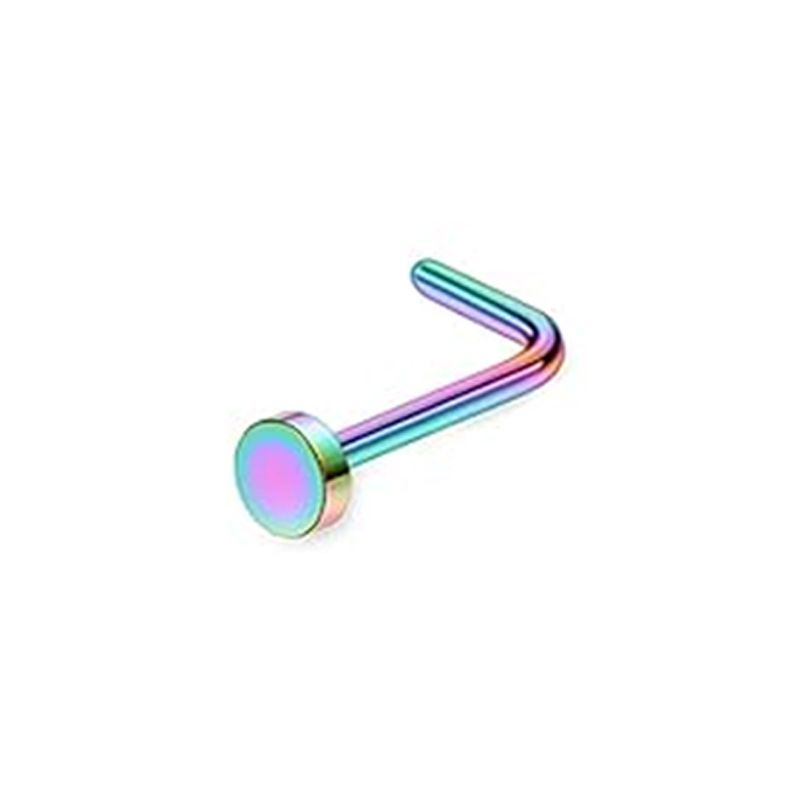 Edelstahl-Nasenpiercing in verschiedenen Farben, gerader S-L-Stabform mit Herz- und Kugelform_voghion.com
