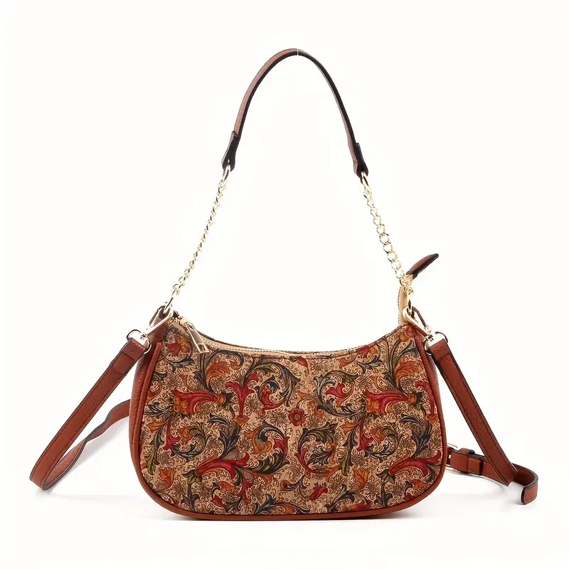 2024 Lingge Printed Art Handbag, Elegant Underarm Bag, Fashionable, Simple, and High Grade Single Shoulder Bag Bottom PU_voghion.com
