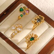 小众设计镶钻不锈钢戒指首饰女轻奢风时尚花蕊镶嵌锆石钛钢指环