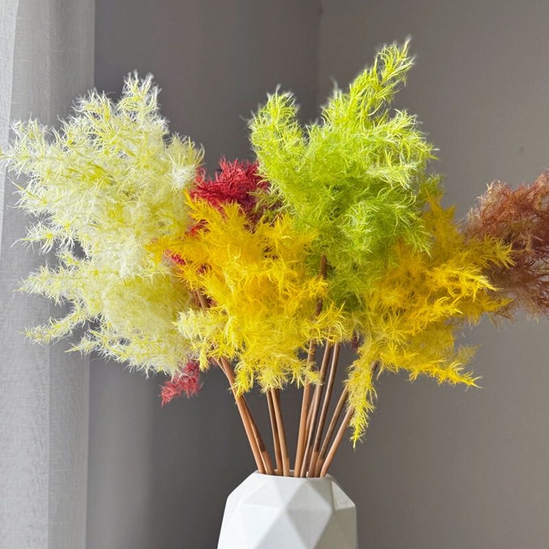 Cross-Border Popular Artificial Red Leaf Mist Quality Goods Source Factory Wholesale Artificial Flowers Wedding Wholesale Soft Decoration