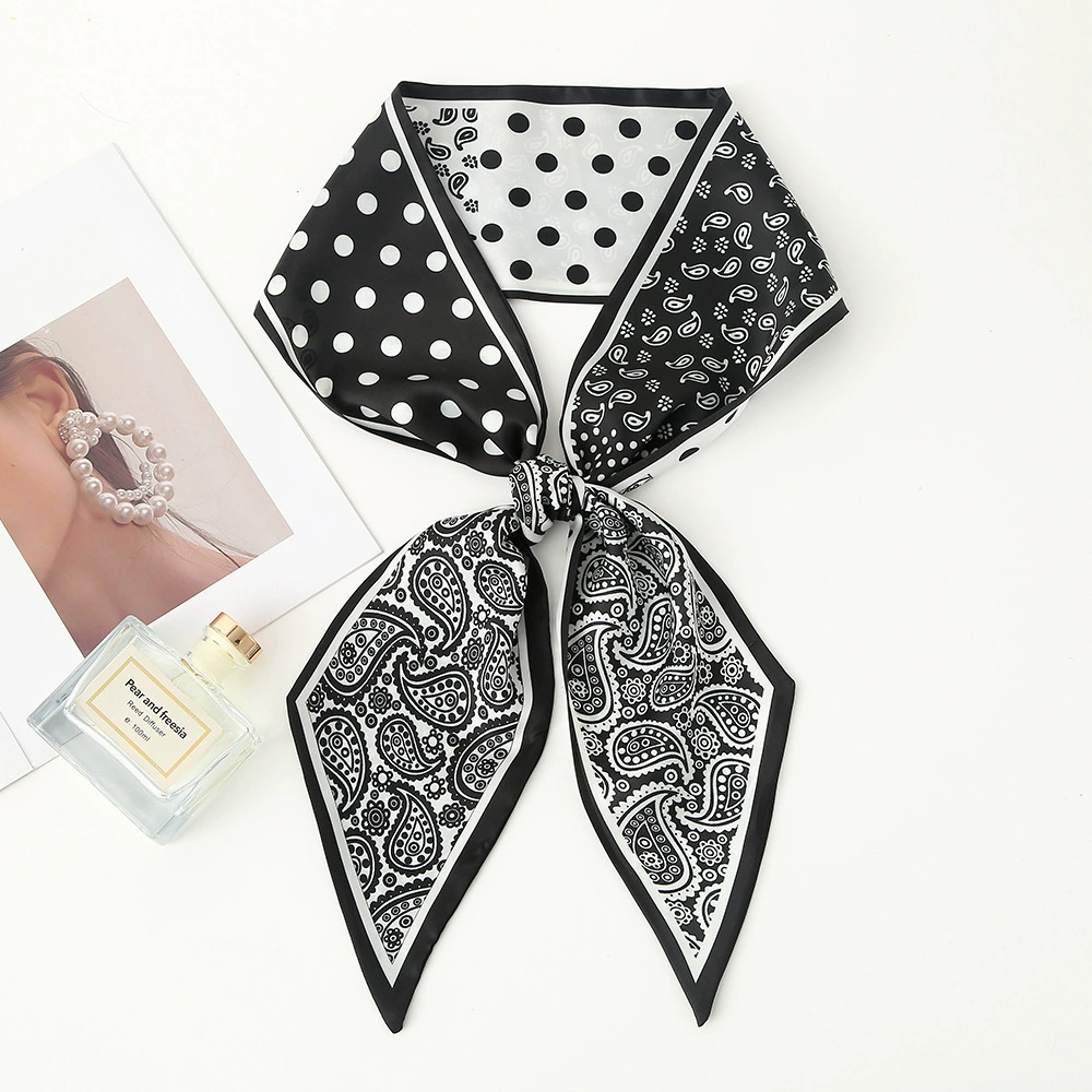 Модный длинный шелковый шарф для женщин, профессиональный диагональный шарф из искусственного шелка, всесезонная корейская версия, универсальный декоративный шарф с лентой оптом