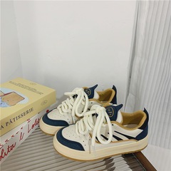 日系原宿拼色潮鞋2023秋季新款透氣百搭板鞋韓版運動休閒帆布鞋女