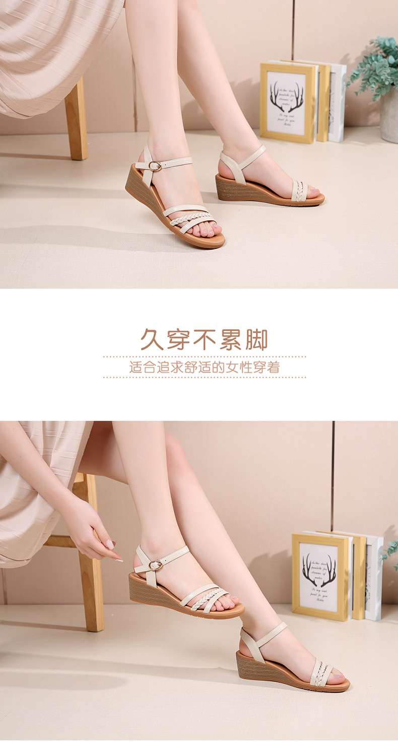 Sandal nữ đế xuồng da thật, quai chữ V đơn giản, đế mềm thoải mái — Trắng be chi tiết 15