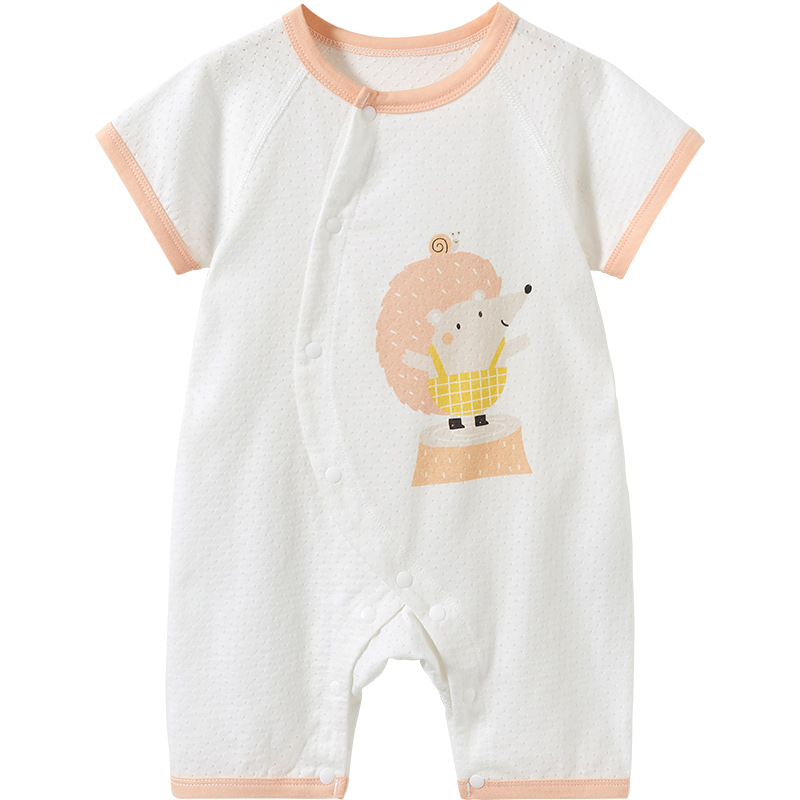 Mono del bebé recién nacido verano manga corta pijamas de algodón fino los hombres y las mujeres mameluco traje ropa