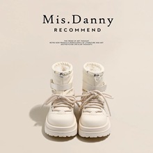 防水防滑雪地靴女2025新款厚底短靴加绒女鞋加厚大棉鞋冬