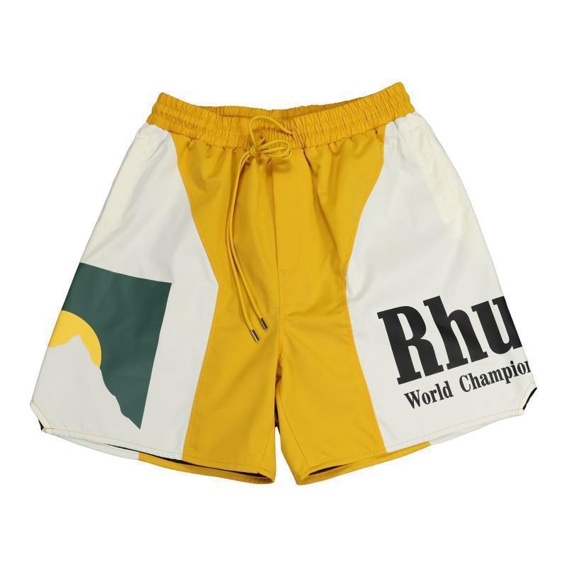 RHUDE ショーツ フォグ ハイストリート トレンド ブランド 巾着 3m レタープリント ヒップホップ ビーチ 5点式バスケットボールパンツ 男女兼用 ヒップホップ|undefined