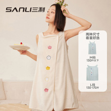 三利毛巾亚马逊跨境浴裙纯棉吊带刺绣全棉可穿浴巾抹胸成人浴巾