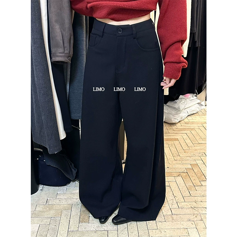 LIMO Fleece демисезонные брюки для отдыха, костюм, оверсайз, высокая талия, свободный свободный крой, приталенные