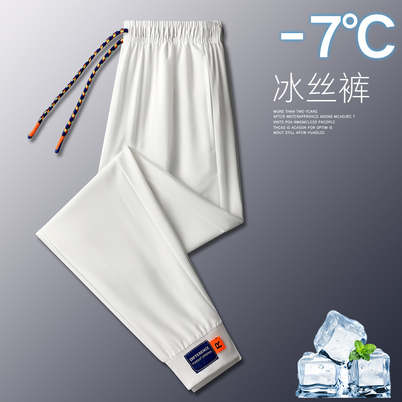 Sports Pants Men's Summer Thin Ice Silk Quick-drying Pants Running Casual Trousers Loose Men's Foot-binding Lovers