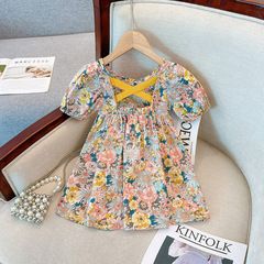 夏款洋氣兒童裙子女童碎花棉布裙小女孩公主裙寶寶連衣裙QX6101