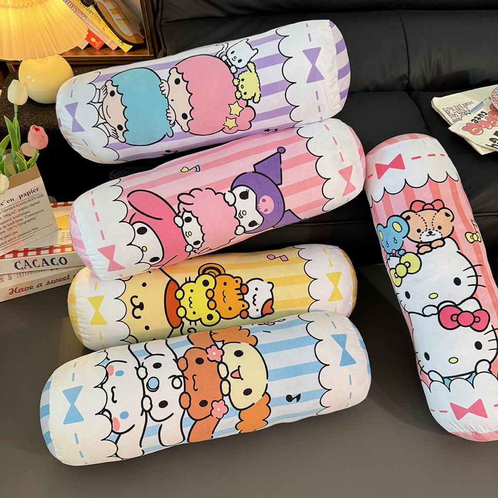 Cute Cartoon Plush Candy Cylindrical Pillow for Girls to Sleep on the Side and Hold Legs Pillow for Student Dormitory Bedside Cushion