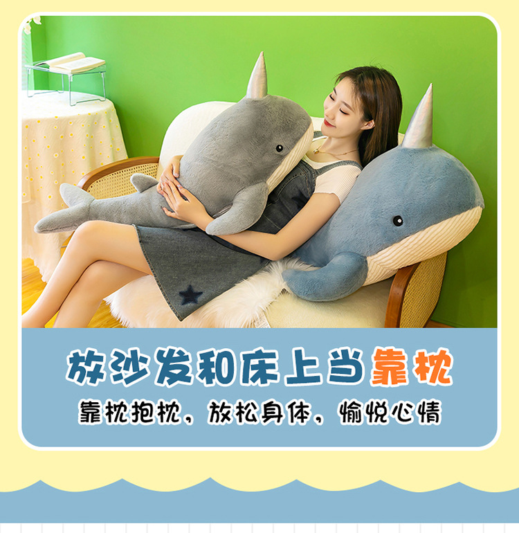 Shark Pillow Whale Pillow Sleeping Doll Soothing Doll Bedroom Super Soft Clip Leg Pillow Birthday Gift for Men and Women