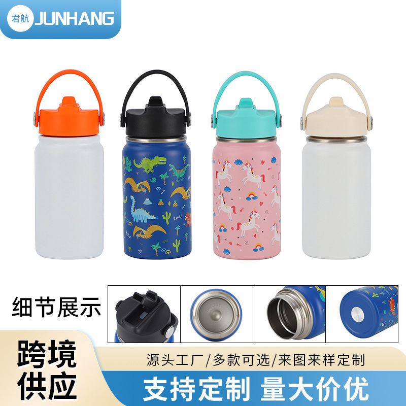 亚马逊爆款可爱图案保温杯大容量手提便携太空壶卡通儿童水杯批发|undefined