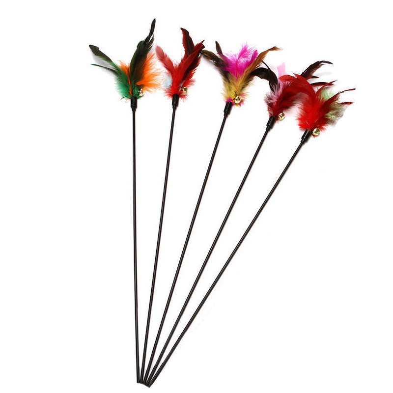 Wholesale cat toy feather funny cat stick scratch-resistant long rod fairy stick feather Bell cat supplies self-Hi artifact