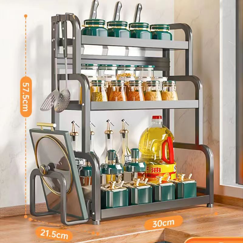 Ash-three layers long 30 to send 4 hooks chopping board holder knife holder