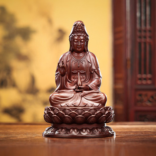 Copper Guanyin Bodhisattva Sitting Like Home Office Desktop Mini Guanyin Bodhisattva Crafts Buddha Decoration