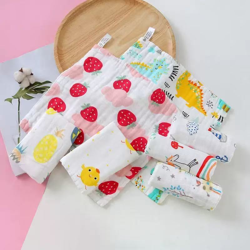 Children's Small Towel Pure Cotton Six-Layer Gauze Baby Hand Towel Class a Bubble Gauze Kindergarten Baby Face Wash Towel