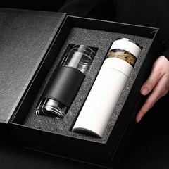Gift high-end gift box tea and water separation thermos cup 316 stainless steel large capacity men's tea cup wholesale