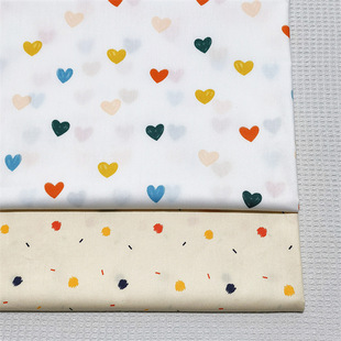Wholesale supply color geometric heart-shaped line polka dot cotton twill fabric cotton bedding home clothing fabric