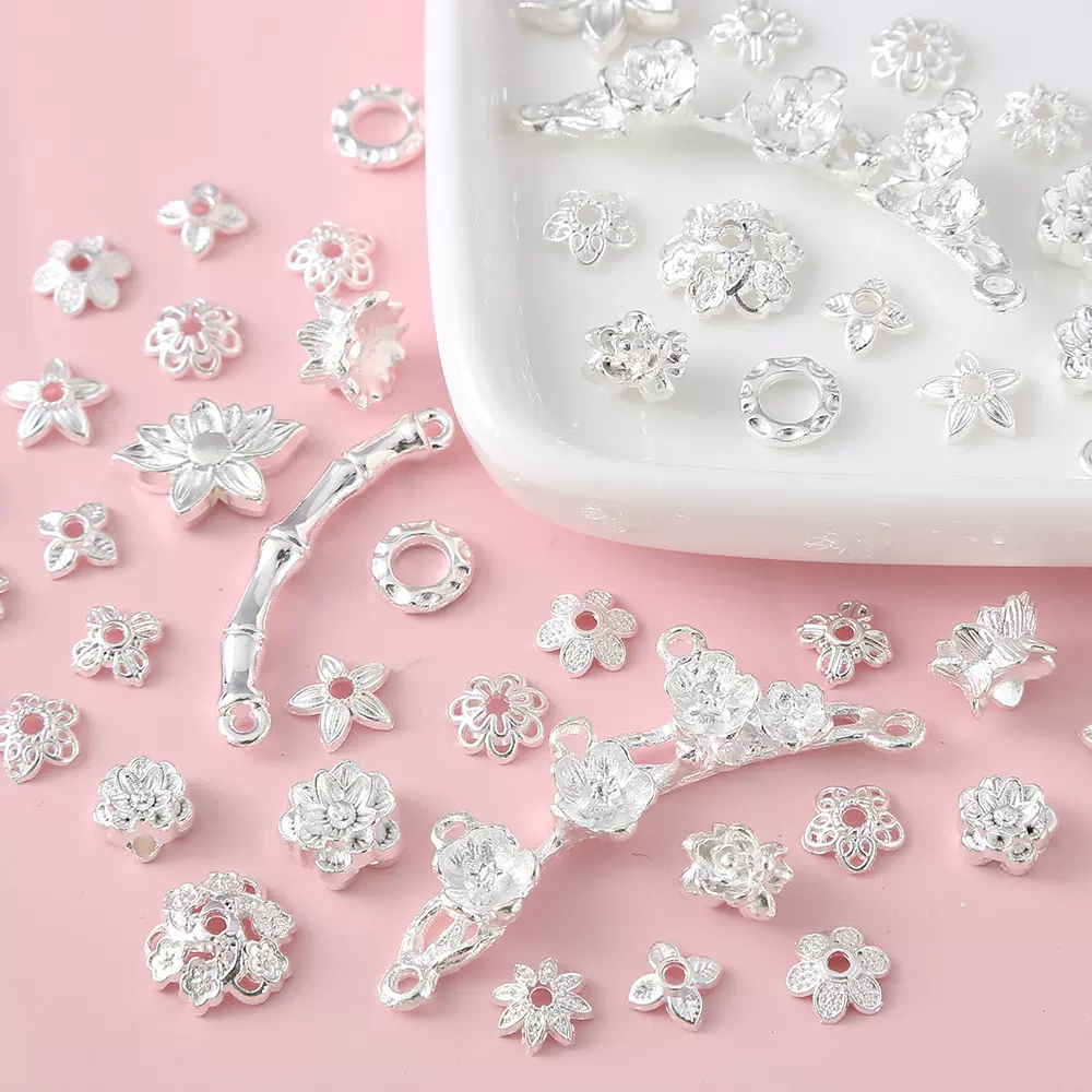 亮银色莲花花托串珠隔片 手工制作手链项链DIY饰品配件材料批发