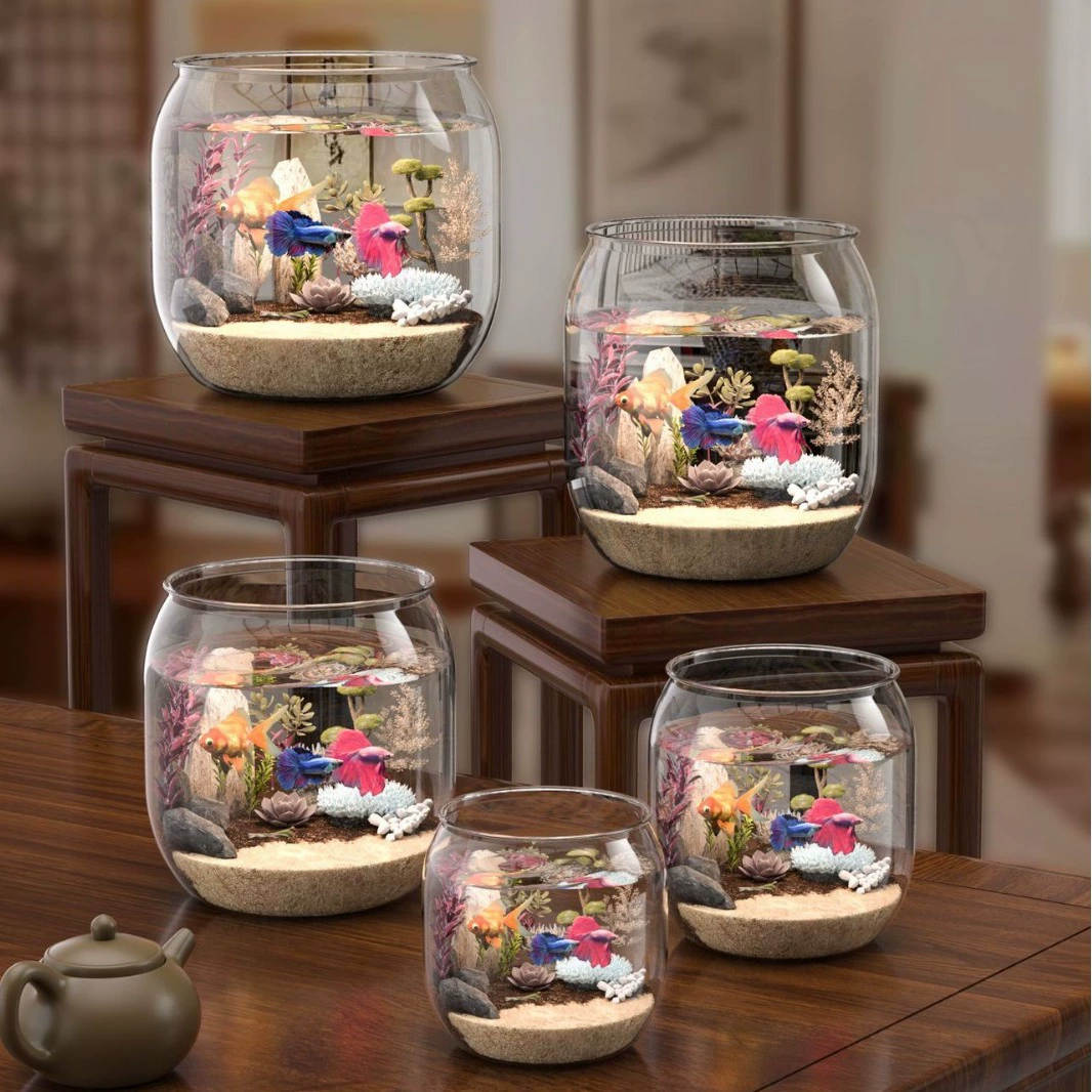 Креативный настольный микроландшафт, миниатюрный аквариум, экологический аквариум, украшение для гостиной, пластиковый новый офисный аквариум для золотых рыбок