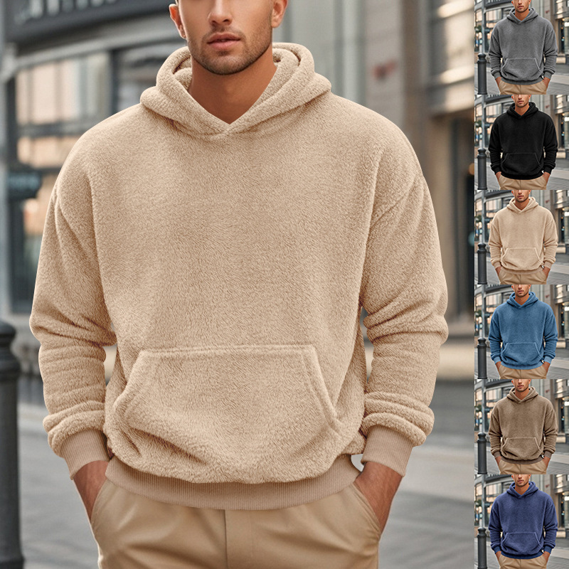Amazon American plus size Foreign Trade New Men's Autumn and Winter Double-sided Fleece Hooded Pullover Casual Loose Sweat Men Amazon American plus size Foreign Trade New Men's Autumn and Winter Double-sided Fleece Hooded Pullover Casual Loose Sweat Men