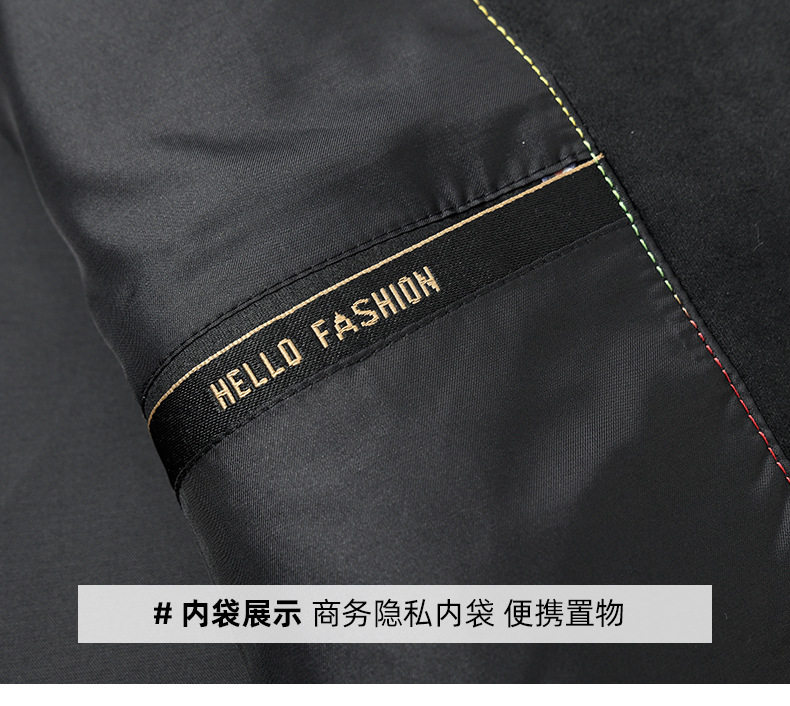 Áo khoác vest nam da lộn phong cách retro hai cúc dáng ôm, tay dài cổ vest — Màu kaki, Màu nâu cà phê, màu đen chi tiết 25
