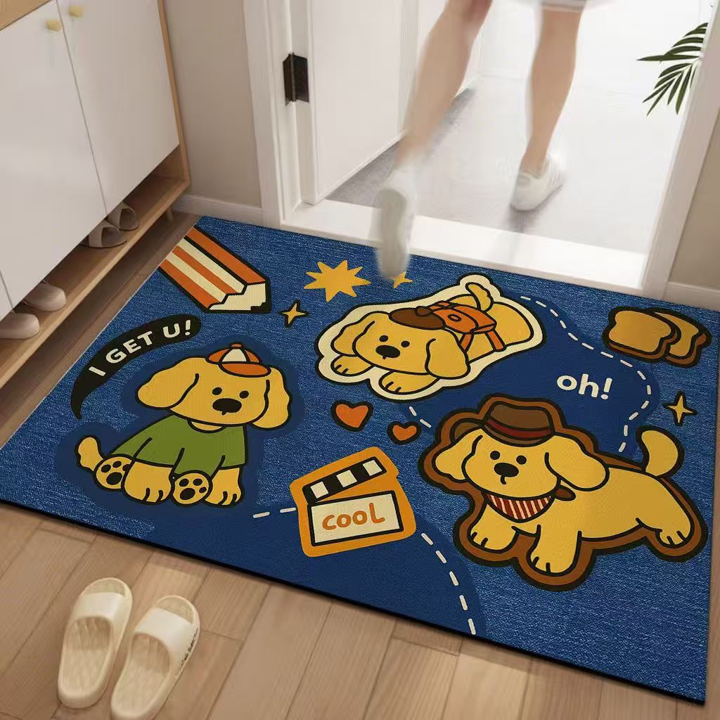 Dust-Removing Carpet at the Bathroom Entrance, Diatom Mud Cartoon Floor Mat, Entrance Door Mat, Anti-Slip, Water-Absorbent Foot Mat at the Entrance