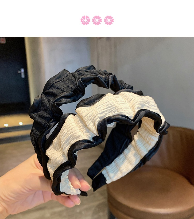 Diadema plisada de estilo coreano con un aire dulce y elegante, diadema sencilla de ala ancha, nuevo accesorio para el cabello de moda._voghion.com