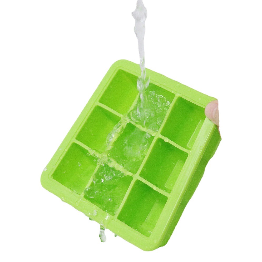 Fabricante recomendar 9-rejilla bandeja de hielo de silicona con tapa DIY cubo de hielo molde suplemento de alimentos para bebés caja de suministros de cocina