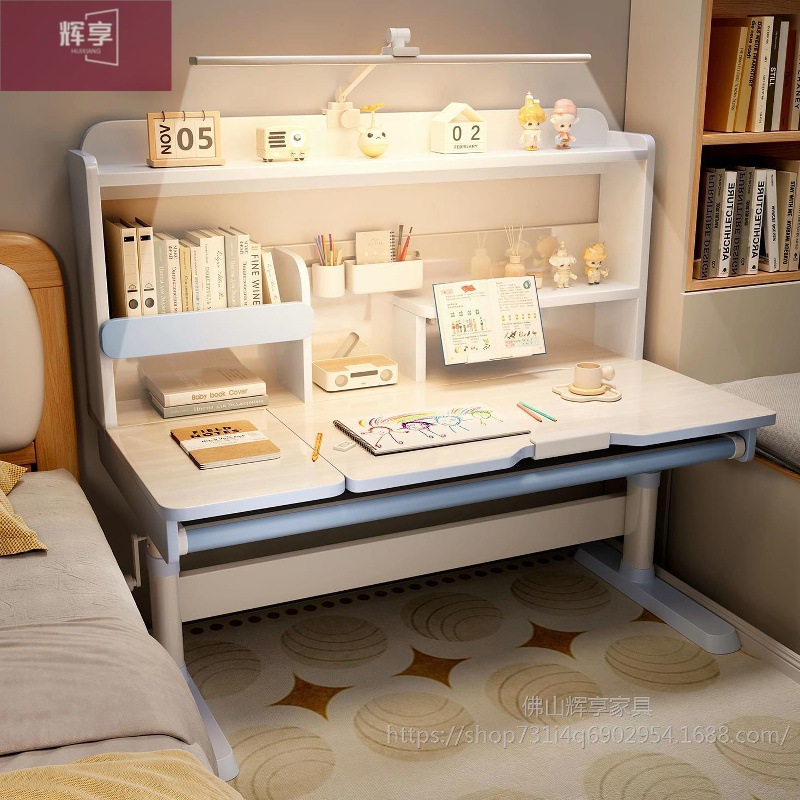 Primary School Student Writing Desk Children's Study Table Solid Wood Adjustable Bookshelf Table Home Homework Desk and Chair Set