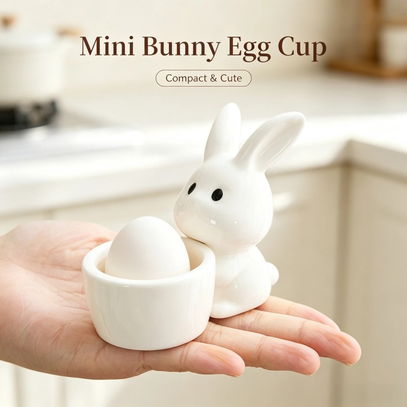 Ceramic Rabbit Egg Cup, Cute Little White Rabbit Egg Holder, Desktop Decoration, Candle Holder, Multi-Functional Storage Ornament, Wholesale