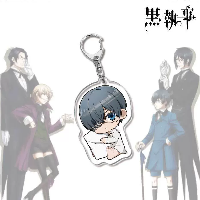 Акриловый брелок-аниме (Black Butler) Себастьян двусторонний 6 см чиби подвеска